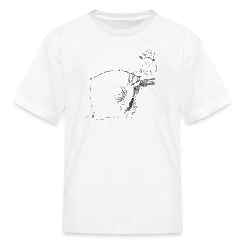 Young Angler at Dusk - Kid's T-Shirt - white - Front