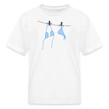 Blue Bikini on Washing Line  - Kid's T-Shirt - white - Front
