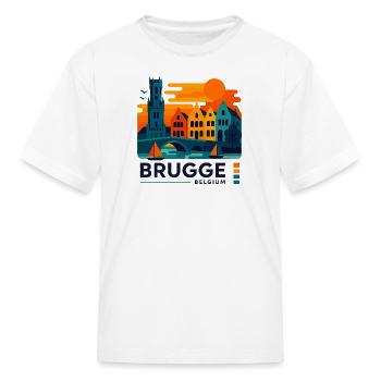 Brugge Sunset Skyline - Kid's T-Shirt - white - Front