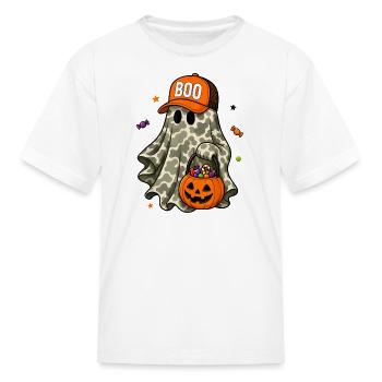 Camo Ghost Boo Halloween Squad Spooky Season - Kid's T-Shirt - white - Front