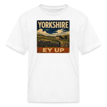 Ey Up Yorkshire - Retro Travel Poster - Kid's T-Shirt - white - Front