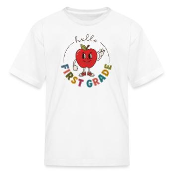 Hello First Grade Cute Apple Back to School Kids - Kid's T-Shirt - white - Front