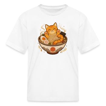 Ramen Cat Cozy Bowl - Kid's T-Shirt - white - Front