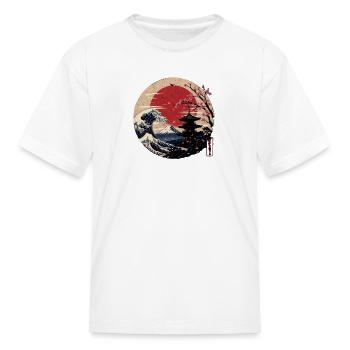 Japanese Wave Sakura Pagoda Circle - Kid's T-Shirt - white - Front