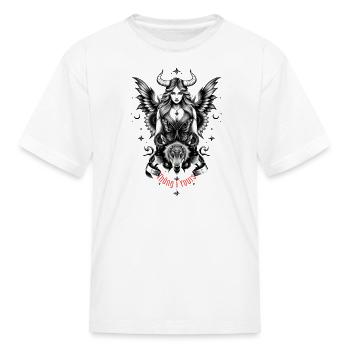 Horned Winged Goddess Wolf - Kid's T-Shirt - white - Front