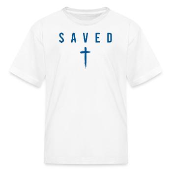 Saved By Grace Christian Cross Faith T-Shirt Gift - Kid's T-Shirt - white - Front