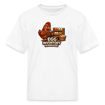 Egg Inventory Manager: Poultry Clerk Cartoon - Kid's T-Shirt - white - Front