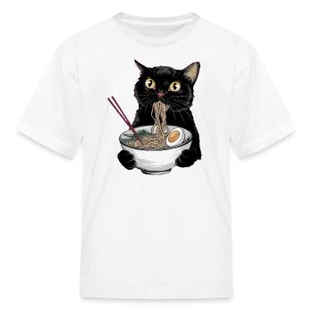 Noodle Cat Ramen Glow - Kid's T-Shirt - white - Front