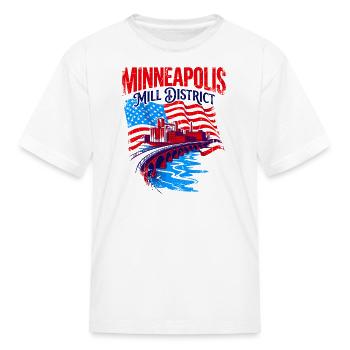 Minneapolis Mill District Vintage American Flag - Kid's T-Shirt - white - Front