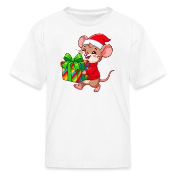 Cheerful Holiday Mouse Gift - Kid's T-Shirt - white - Front