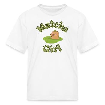 Cute Capybara Matcha Girl Aesthetic - Kid's T-Shirt - white - Front