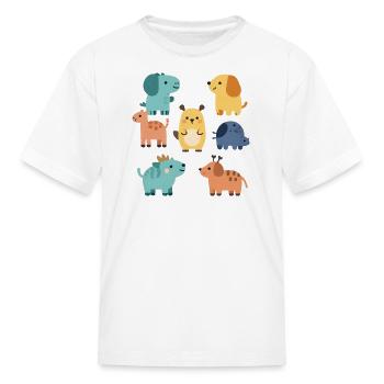 Pastel Animal Parade - Kid's T-Shirt - white - Front