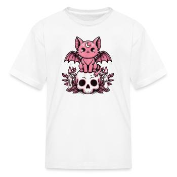 Kawaii Pastel Goth Cat Bat Design - Kid's T-Shirt - white - Front