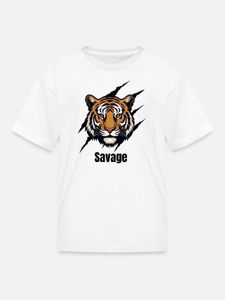 Savage_tiger illustration - Kid's T-Shirt - white