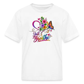 Just Breathe Floral Heart - Kid's T-Shirt - white - Front
