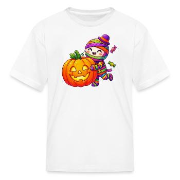 Cute Pumpkin Mummy Halloween - Kid's T-Shirt - white - Front