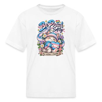 Be Proud Softly Cat Pride Heart - Kid's T-Shirt - white - Front