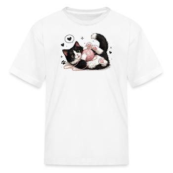 Mignon chaton en smoking en train de jouer | Cate noir et blanc - T-shirt Enfant - blanc - Devant