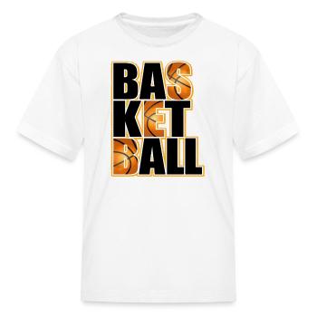Basketball Bold Text with Ball Motif - Kid's T-Shirt - white - Front