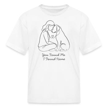 Woman and Dog Bond Line Art - Kid's T-Shirt - white - Front