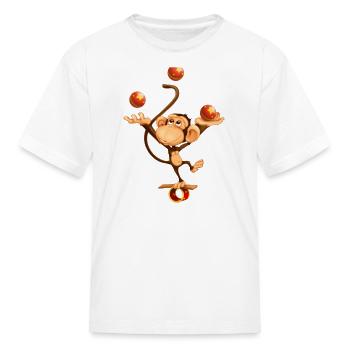Juggling Circus Monkey, little monkey, mammal - Kid's T-Shirt - white - Front