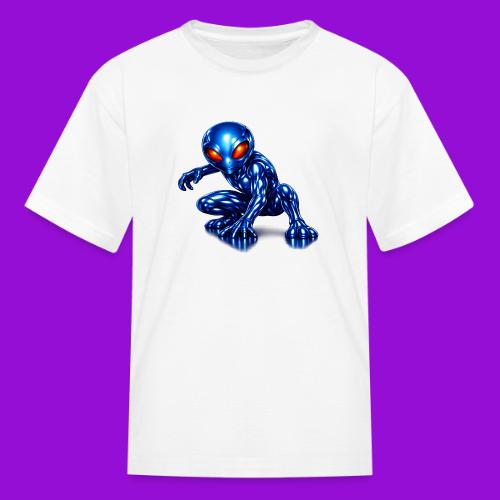 Blue Alien Crouch - Kid's T-Shirt