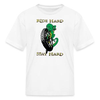 Ride Hard Lizard Moto - Kid's T-Shirt - white - Front