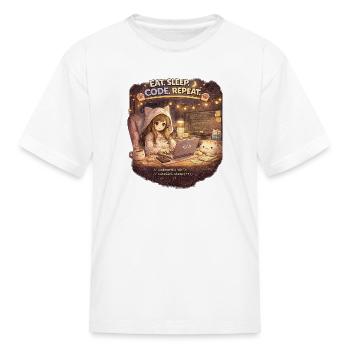 Code Sleep Repeat: Cozy Coder Girl - Kid's T-Shirt - white - Front