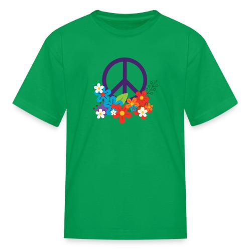 Hippie Peace Design With Flowers - Kid's T-Shirt