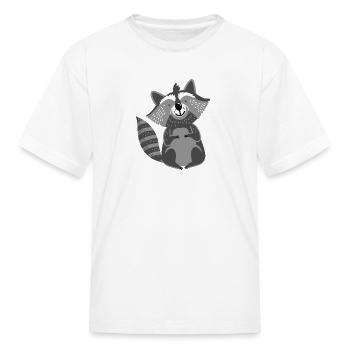 Mignon poilu dessiné à la main se reposant vers le haut du raton laveur - T-shirt Enfant - blanc - Devant