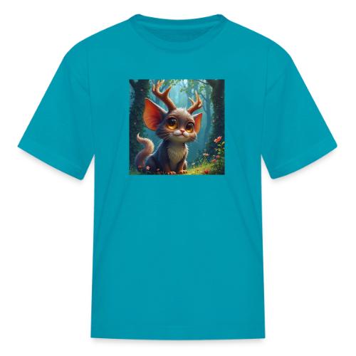 Magical Forest Creature with Deer Horns - Kid's T-Shirt