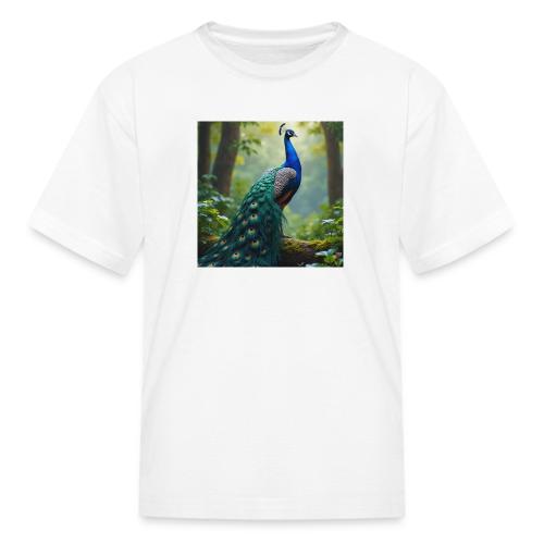 Majestic Peacock in Enchanted Forest - Kid's T-Shirt