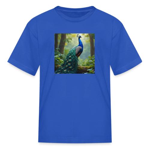 Majestic Peacock in Enchanted Forest - Kid's T-Shirt