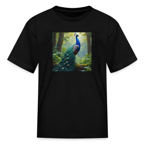 Majestic Peacock in Enchanted Forest - Kid's T-Shirt