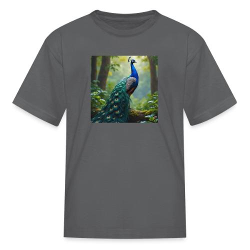 Majestic Peacock in Enchanted Forest - Kid's T-Shirt