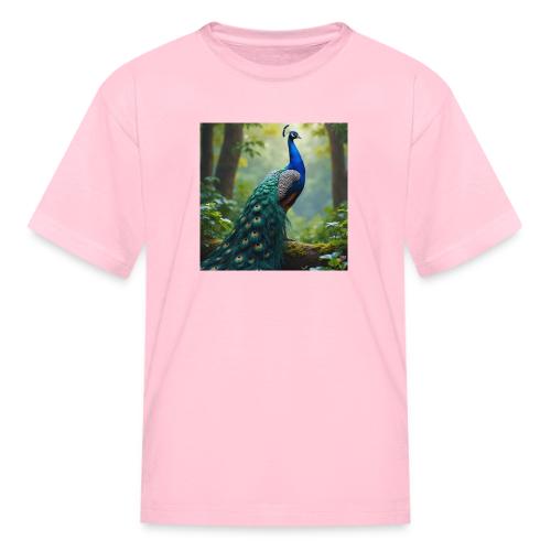 Majestic Peacock in Enchanted Forest - Kid's T-Shirt