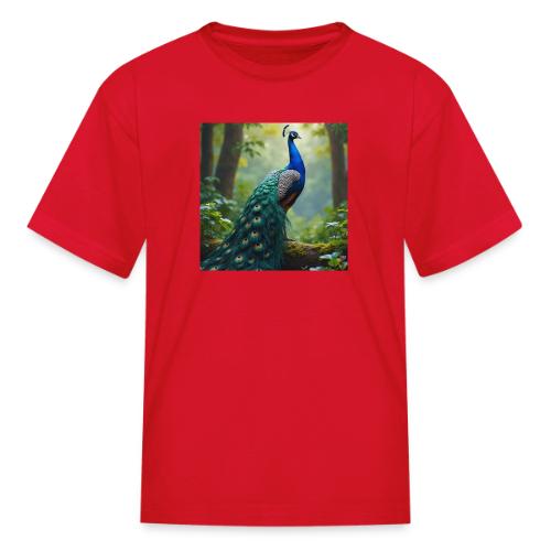 Majestic Peacock in Enchanted Forest - Kid's T-Shirt