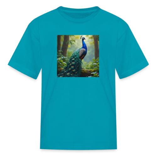 Majestic Peacock in Enchanted Forest - Kid's T-Shirt