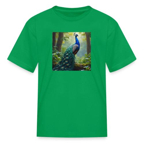 Majestic Peacock in Enchanted Forest - Kid's T-Shirt