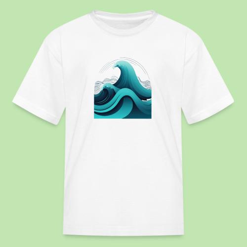 Dynamic Ocean Wave Illustration - Kid's T-Shirt