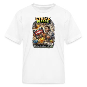 Ctrl Z Please: Tech Chaos Undo Comic - Kid's T-Shirt - white - Front