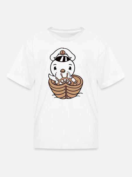 Little Bird Duck Boat Captain Funny Cute Sweet Fun - Kid's T-Shirt - white