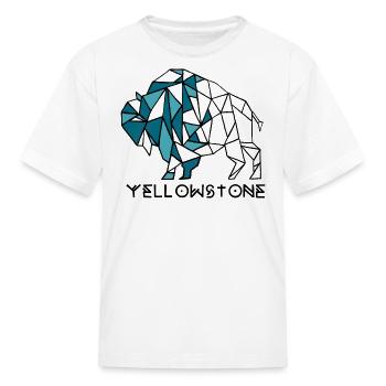Turquoise Yellowstone Bison - Kid's T-Shirt - white - Front