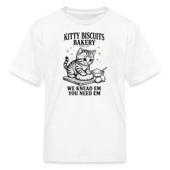 Whiskered Kitten Baker on Dough - Kid's T-Shirt - white - Front