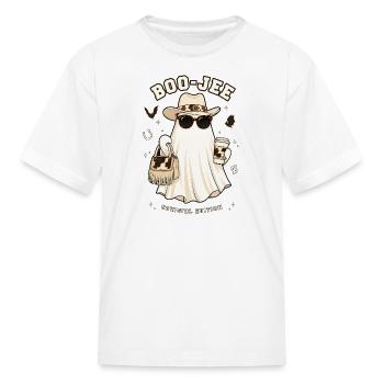 Boo-Jee Cowgirl Ghost with Coffee & Sunglasses - Kid's T-Shirt - white - Front
