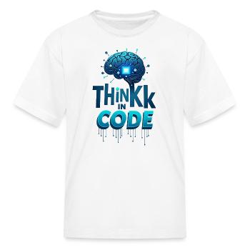 Think in Code Brain Computing Themed - Kid's T-Shirt - white - Front