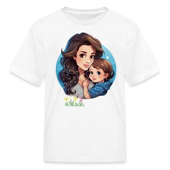 Mom and Child in Snowy Bliss - Kid's T-Shirt - white - Front