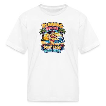 Fast Legs Beach Vibes - running bikini - Kid's T-Shirt - white - Front