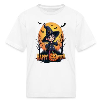Cute Witch Pumpkin Halloween - Kid's T-Shirt - white - Front