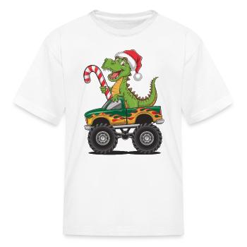 Christmas Dino Truck - Kid's T-Shirt - white - Front
